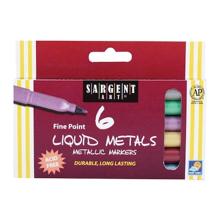 SARGENT ART Sargent Art 1290884 Fine Point Liquid Metal Metallic Markers - Set Of 6 - Assorted Colors 1290884